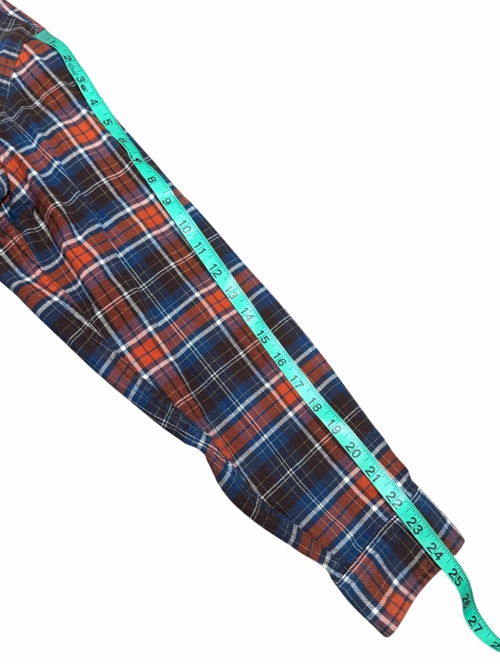 Eddie Bauer Relaxed Fit Orange & Blue Plaid Flannel Long Sleeve Button Down - M - Picture 15 of 15